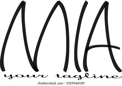 Mia name - handwritten calligraphy for design