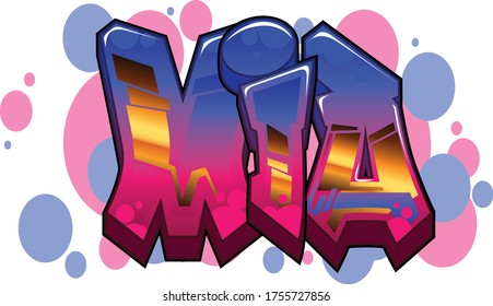 Mia Name Text Graffiti Word Design