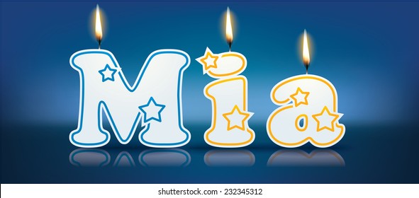 MIA written with burning candles - vector illustration