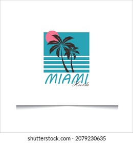 MIAMA sun sea beach  t-shirt graphic logo design