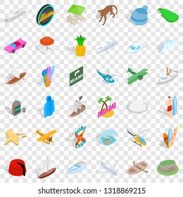 Miami adventure icons set. Isometric style of 36 miami adventure vector icons for web for any design