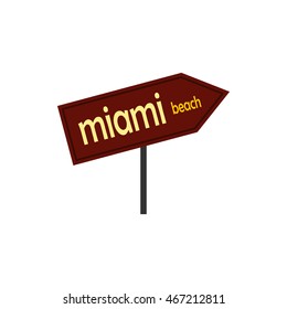 Miami arrow post sign icon in flat style on a white background