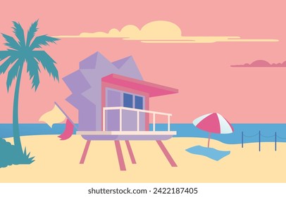 Miami attractions in pastel colors 