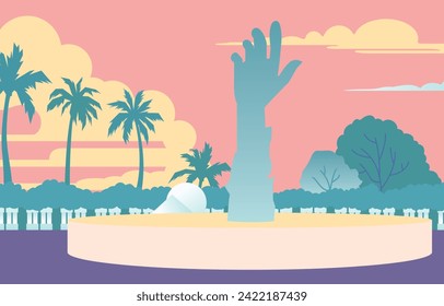 Miami attractions in pastel colors 