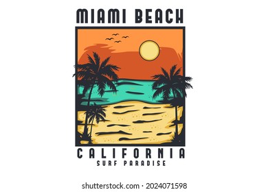 miami beach california hand drawn illustration design