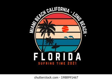 miami beach California silhouette design retro style