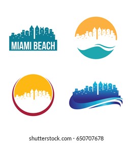 Miami Beach City Landscape Logo Template