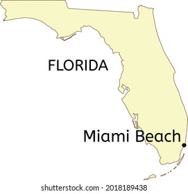 Miami Beach City Location On Florida State Map