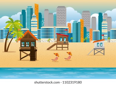 miami beach cityscape set scenes