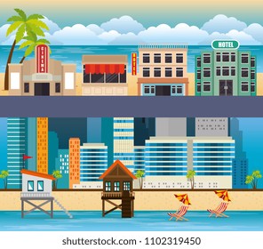 miami beach cityscape set scenes