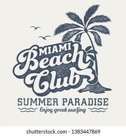 Miami Beach Club - Aged Tee Design For Printing