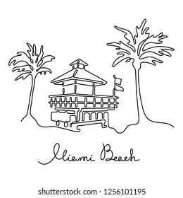 Miami Beach continuous line vector illustration