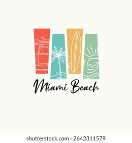 Miami Beach elements vector graphic design