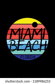 miami beach florida badge sea summertime colorful poster distressed