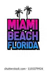miami beach florida distressed poster vacations sea graphic apparel