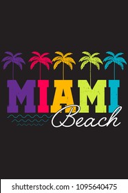 Miami Beach Florida Palm Tree Colorful Distress Vacations Apparel