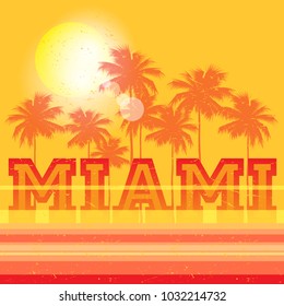 Miami Beach, Florida beach poster. Vector illustration