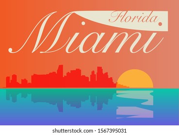 Miami Beach, Florida beach poster. Vector illustration