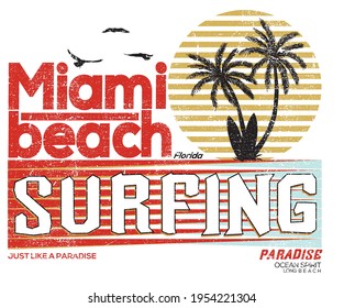 Arte vectorial de la florida luz solar de la playa de Miami para camisetas y otros