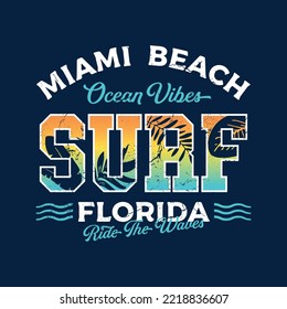 Miami Beach Florida - Tee Design For Printing. Good For Poster, Wallpaper, T-Shirt, Gift.