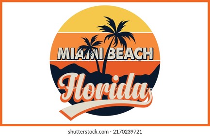 Miami Beach Florida T-shirts Design.