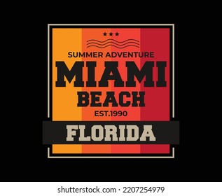 Miami Beach Florida Typography Vector T-shirt Design 