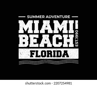 Diseño de camisetas con vectores de tipografía de Miami Beach Florida 