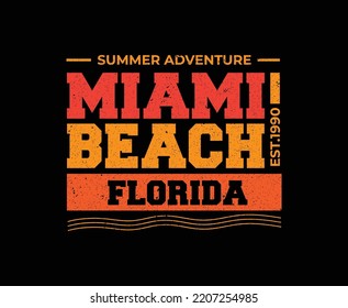 Miami Beach Florida Typography Vector T-shirt Design 