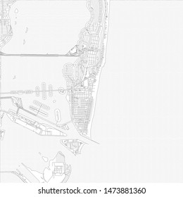 Miami Beach, Florida, USA, bright outlined vector map with bigger and minor roads and steets created for infographic backgrounds.