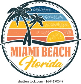 Miami Beach Florida Vintage Stamp Shirt Design