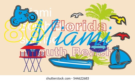 miami beach graphic design vector art