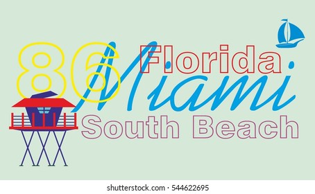 miami beach graphic design vector art