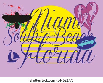 miami beach graphic design vector art