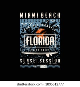 miami beach graphic t shirt typography design vector illustration for ready print