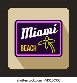 Miami beach icon in flat style on a beige background