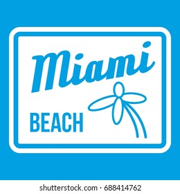 Miami beach icon white isolated on blue background vector illustration