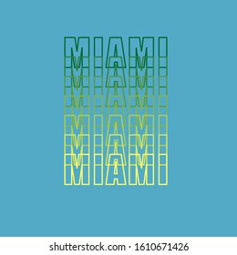 Miami beach inscription for t-shirts, on a blue background.