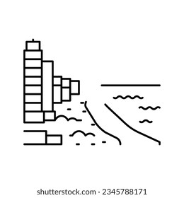 miami beach line icon vector. miami beach sign. isolated contour symbol black illustration