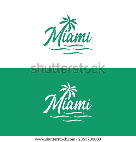 Miami Beach Logo Design Idea - Palm Tree , Ocean , Tides , Symbol