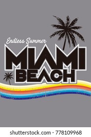 miami beach rainbow retro design poster summer