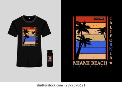Miami Beach Retro Vintage T Shirt Design
