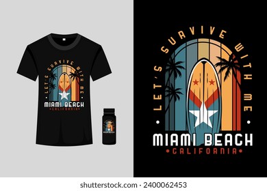 Miami Beach Retro Vintage T Shirt Design