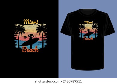 Miami Beach Retro Vintage T Shirt Design