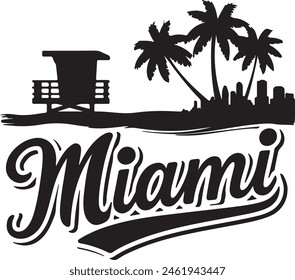 Miami Beach Skyline Silhouette Vector