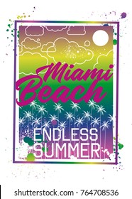 miami beach summertime poster design blend splatters distress
