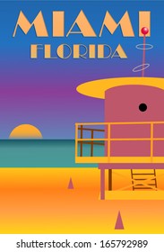 Miami Beach Sunset Poster