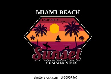 miami beach sunset summer vibes color orange yellow and purple
