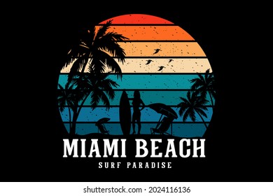 miami beach surf paradise silhouette mockup design