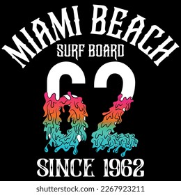 Miami Beach Text in gradient blasted Effect, Fashion design, California Beach , Florida Summer.