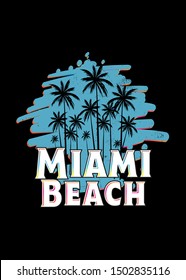 miami beach vintage poster distressed palm tree